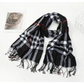Cachecol Unissex Xadrez Clássico com Franjas para Inverno