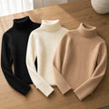 Kit 3 Blusas Tricot Feminina Gola Alta Canelada Basica 1