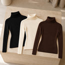 Kit 3 Blusas Tricot Feminina Gola Alta Canelada Basica 8