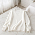 Pulover Feminino Caxemira Decote V Rendado Inverno 2