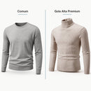 Pulôver Masculino Gola Alta em Malha Trançada - Suéter Casual Quente para Inverno